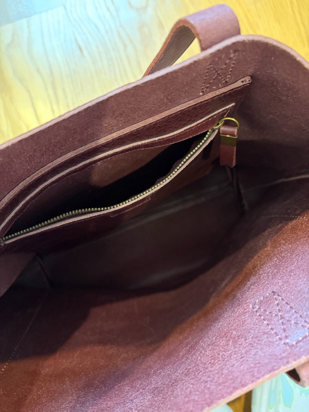 Madewell Transport tote, burgundy 100% leather - Picture 5 of 6